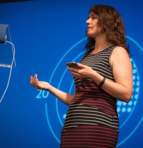 Sara Rosso presenting at an event