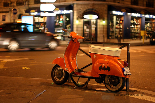 Batmobile Orange Vespa in Paris, France